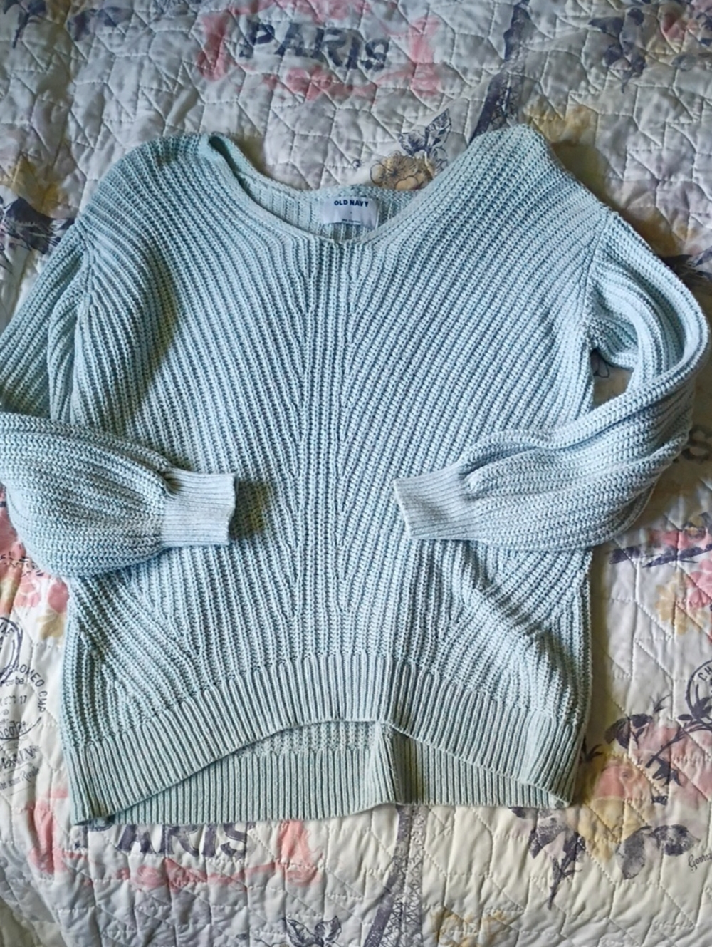 Old Navy Pastel Teal Scoop-Neck Ribbed Knit Sweater